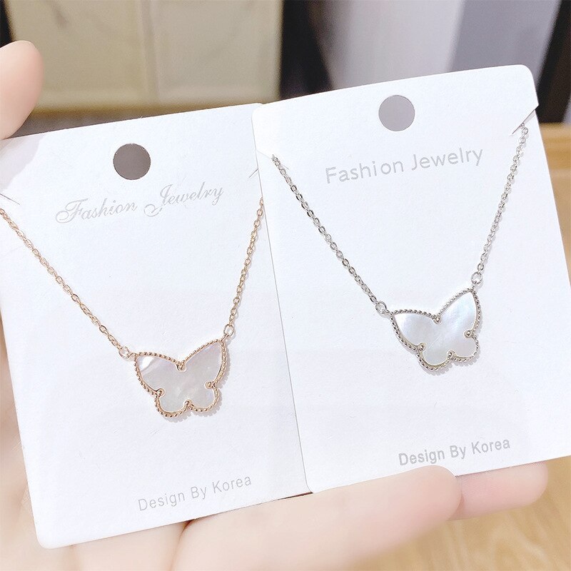 Japanese and Korean Style Cute Necklace Diamond Bow Lady Necklace Beautiful Daily Wear Street Shot Clavicle Chain Pendant