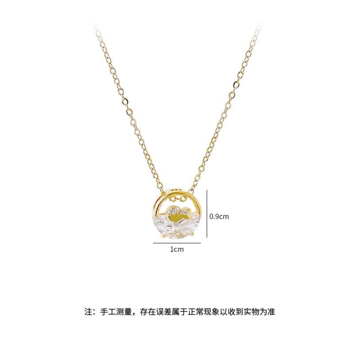 Japanese Style Light Luxury Ornament Necklace Women's Zircon Necklace Pendant Clavicle Chain Women