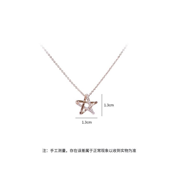 Korean Micro Diamond All-Match Necklace Rose Gold Plated Five-Pointed Star Pendant Fashion XINGX Girl Necklace Clavicle Chain