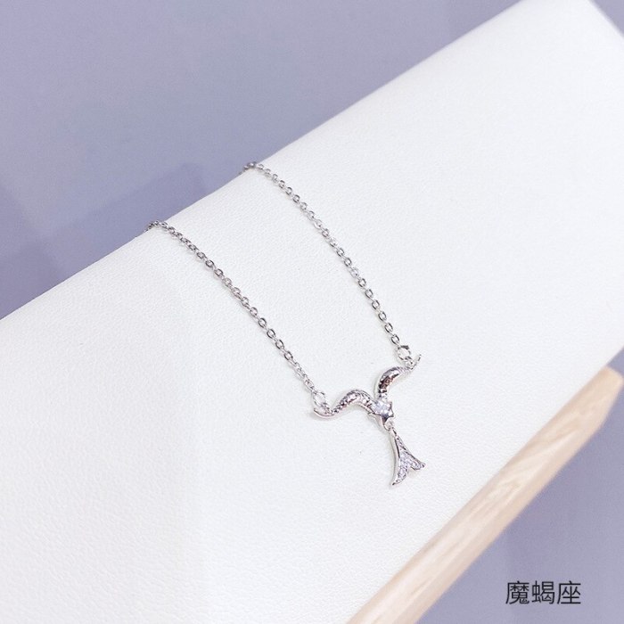 Twelve Constellation Necklace Pendant Environmental Protection Electroplating Real Gold Clavicle Chain European Female Jewelry