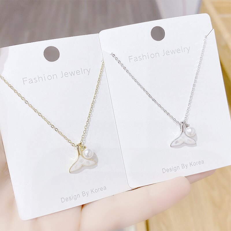 Korean Style Fashion Personalized Fishtail Pearl Necklace Clavicle Chain Pendant Qixi Necklace Female Jewelry