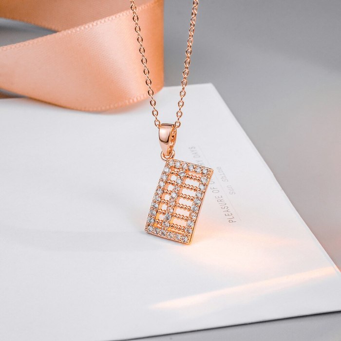 Abacus Necklace Japanese and Korean New All-Match Diamond-Embedded Creative Pendant Girls Clavicle Chain Wholesale