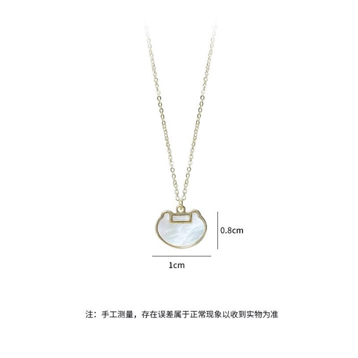 Necklace Women's Korean-Style Fresh Light Bead Longevity Lock Shell Clavicle Chain Women's Necklace Ornament Wholesale