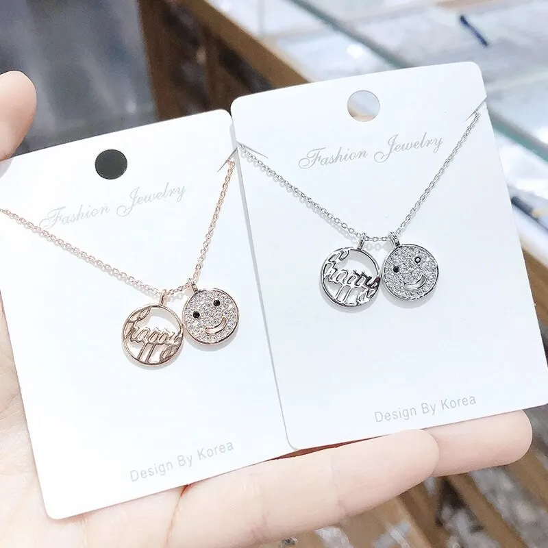 Korean Style Pendant Letter Smiley Face Happy Necklace Female Clavicle Chain Simple Student Fashion All-Matching Clothes Jewelry