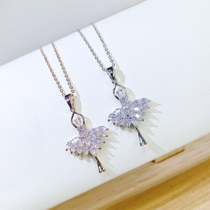 Dancing Girl Fashion All-Match Necklace Women's Korean New Ballet Girl Clavicle Chain Pendant