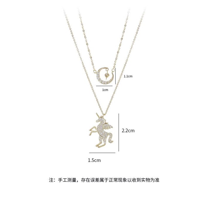 Unicorn Necklace Women's Korean-Style Fashion Clavicle Chain Pendant Valentine's Day Gift Necklace Ornament