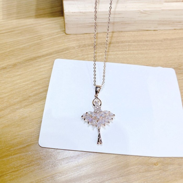 Dancing Girl Fashion All-Match Necklace Women's Korean New Ballet Girl Clavicle Chain Pendant