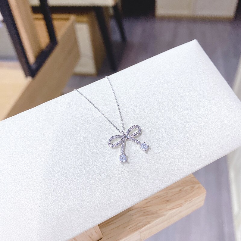Fashionable Elegant Sweet Bow Necklace Women's Korean-Style Clavicle Chain Pendant Ornament