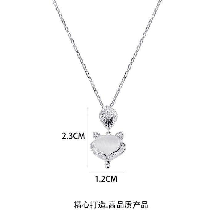 Fashionable Fresh All-Match Necklace Korean Trendy Micro Rhinestone Pendant Female Jewelry Fox Birthday Gift Necklace