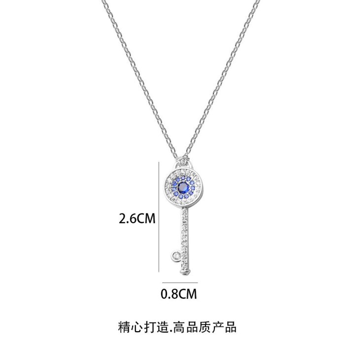 Devil's Eye Key Girls' Necklace Japanese and Korean New Fashion Diamond-Embedded Zircon Clavicle Chain Necklace Wholesale