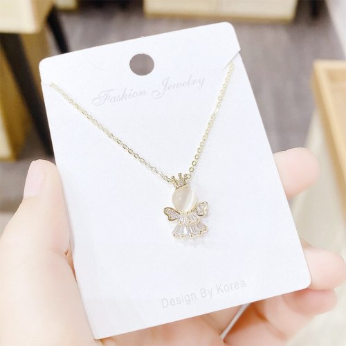 Fashion Simple New Smart Necklace Female Clavicle Chain Opal Plated 14K Real Gold Necklace Ornament Wholesale