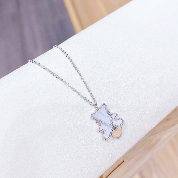 New Fashion Fritillary Necklace Female Love Heart Bear Shell Clavicle Chain Jewelry Wholesale