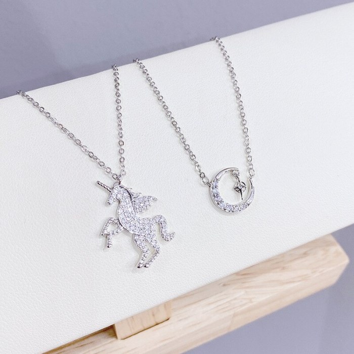 Unicorn Necklace Women's Korean-Style Fashion Clavicle Chain Pendant Valentine's Day Gift Necklace Ornament