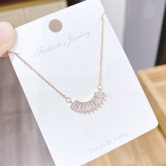 European Micro-Inlaid 3A Zircon Necklace Simple Copper Plating Real Gold Women's Clavicle Chain Pendant Necklace Ornament