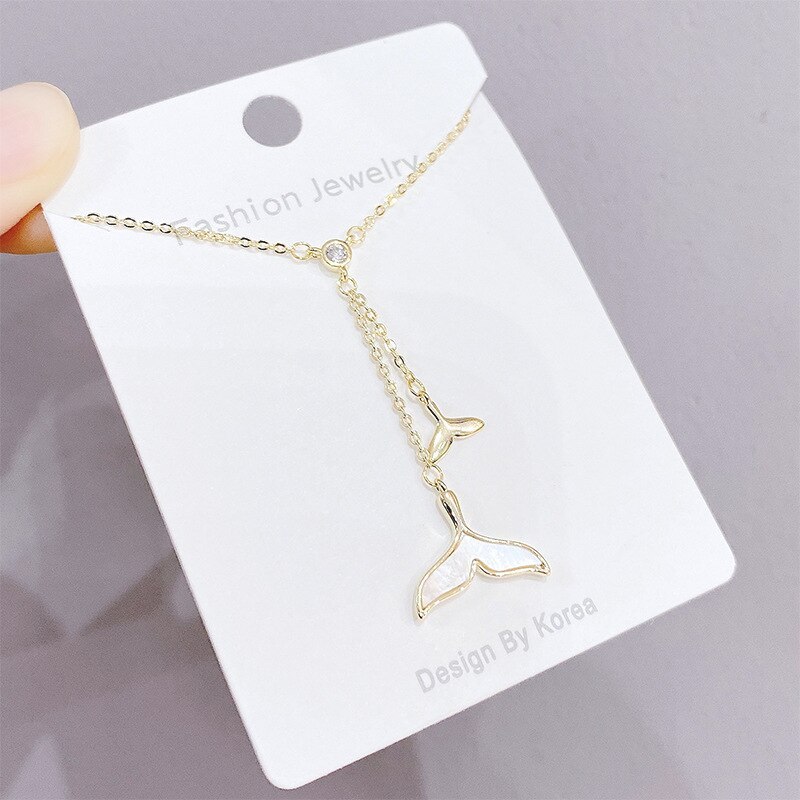 New Korean Style White Shell Fishtail Necklace Women's Jewelry