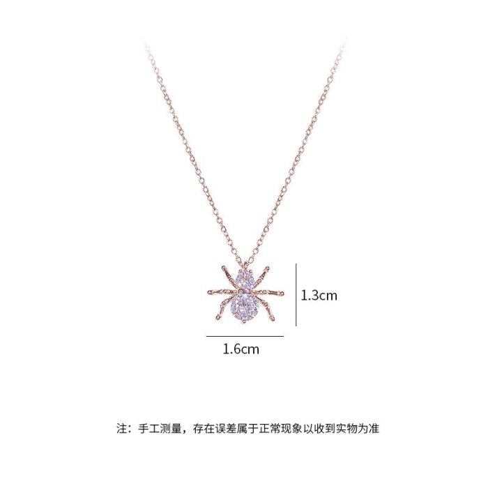 European and American Ins Spider Pendant Women's Necklace Versatile Trendy Zircon Clavicle Chain Necklace Ornament