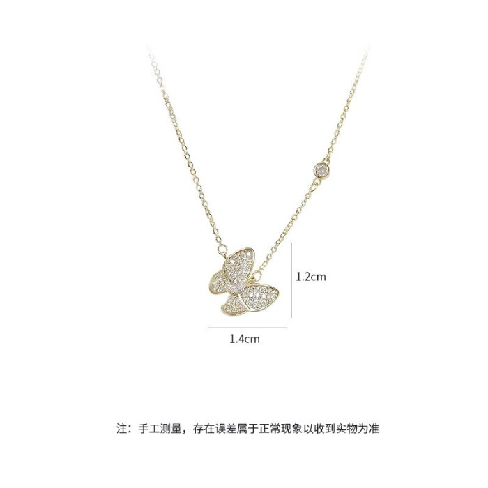 New Butterfly Necklace Women's European and American Fashion Micro Inlaid Zircon Clavicle Chain Pendant Ornament