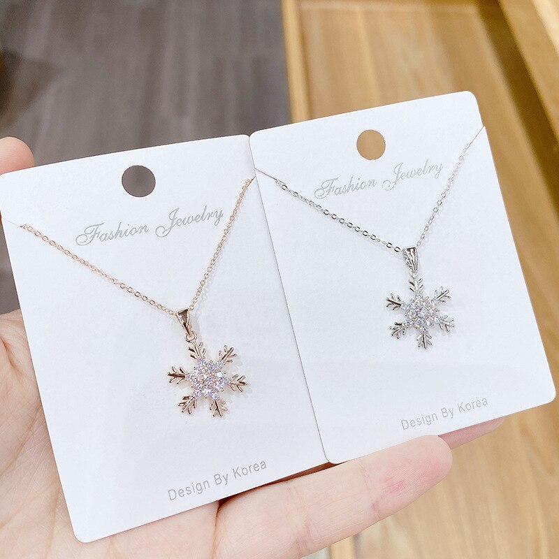 INS Snowflake Zircon Necklace Japanese and Korean Innovative Trendy Girl Clavicle Chain Pendant Wholesale