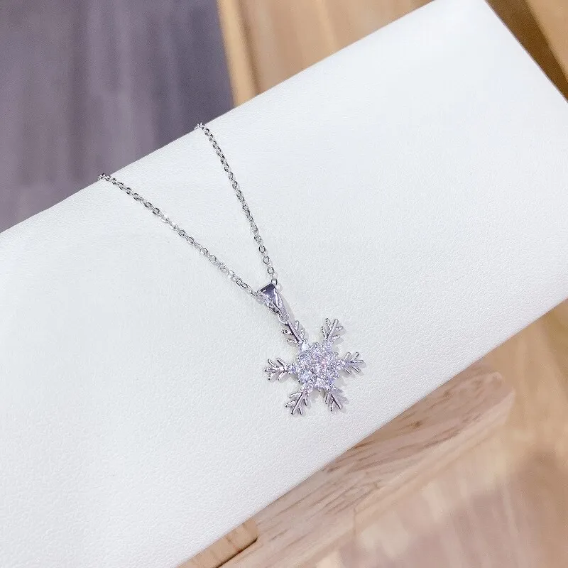 INS Snowflake Zircon Necklace Japanese and Korean Innovative Trendy Girl Clavicle Chain Pendant Wholesale