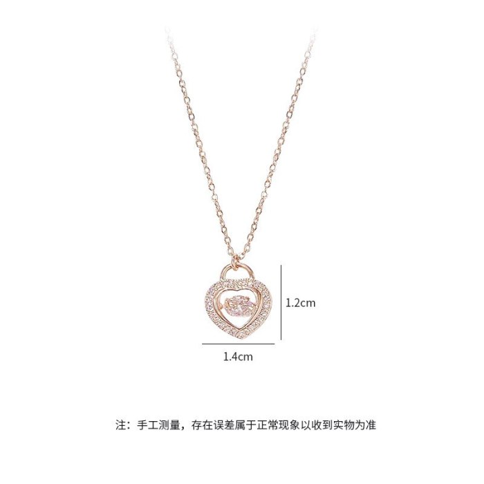 Korean-Style Diamond Smart Necklace Micro-Inlaid Diamond Peach Heart Necklace Elegant Simple Heart-Shaped Clavicle Chain Pendant