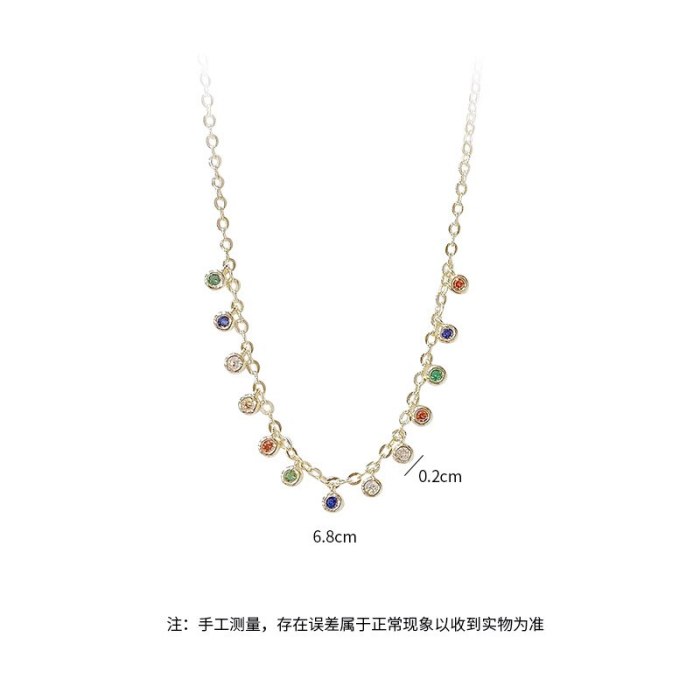 New Simple Water Drop Color Zircon Necklace Clavicle Chain Ins All-Match Necklace Women's Jewelry