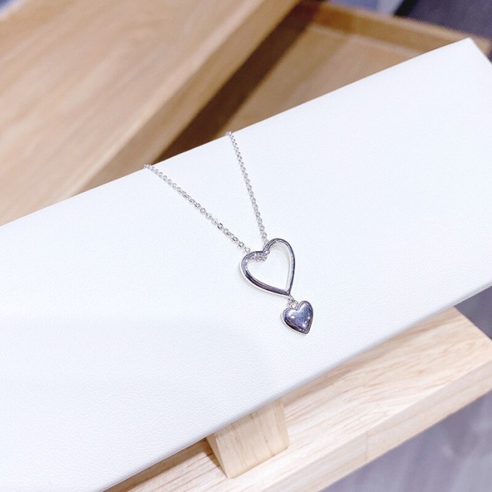 Korean Style Heart-Shaped Necklace Women's Clavicle Chain Ocean Heart Pendant Peach Heart Necklace Necklace Ornament Wholesale