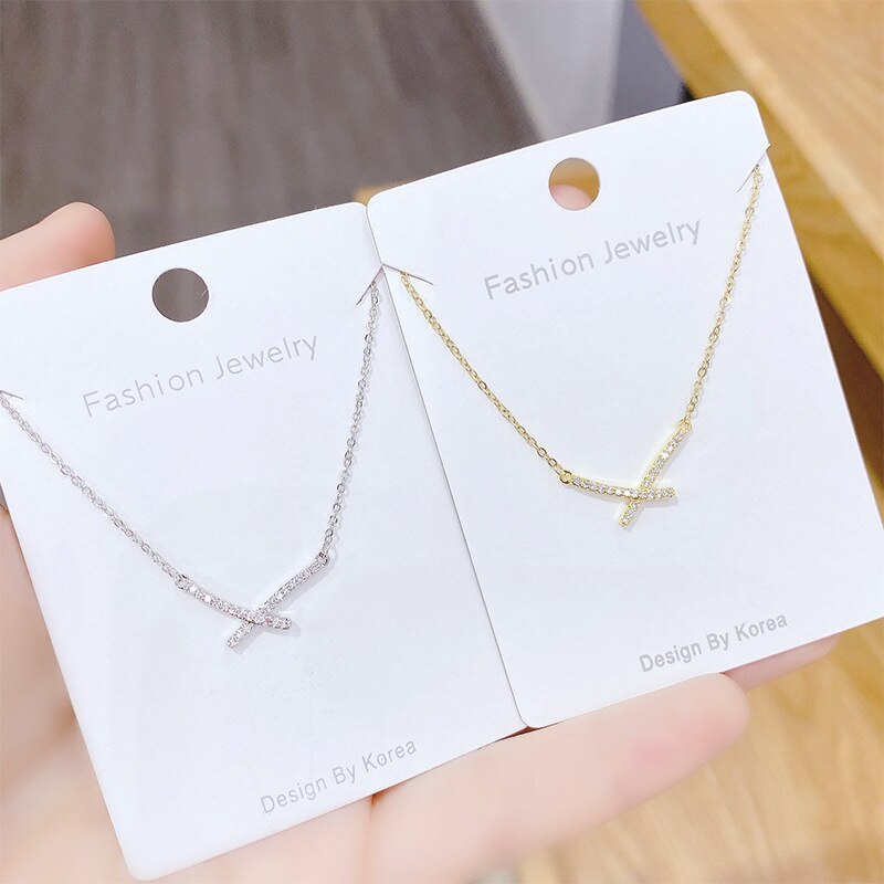 New Electroplated Real Gold Bow Necklace Female Clavicle Chain Pendant Ornament