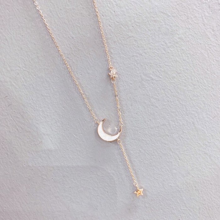 Electroplated Real Gold Star Moon Necklace for Women New XINGX Moon Clavicle Chain Pendant Ornament Wholesale