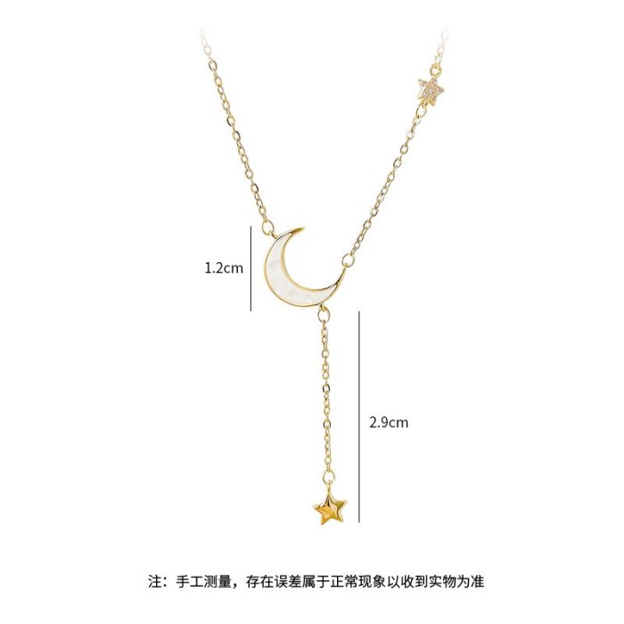 Electroplated Real Gold Star Moon Necklace for Women New XINGX Moon Clavicle Chain Pendant Ornament Wholesale