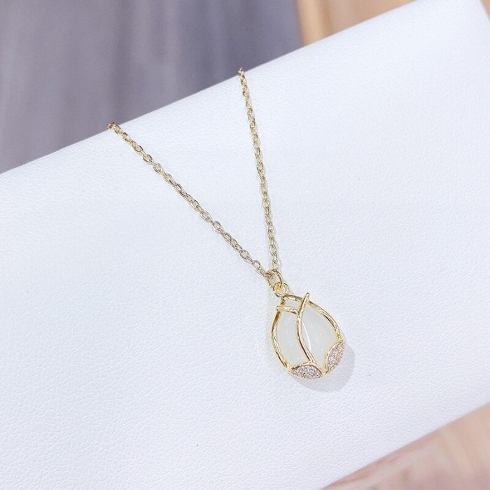 New Rose Chalcedony Necklace Women's 14K Gold Clavicle Chain Korean Fashion Jewelry Necklace Jewelry Wholesale