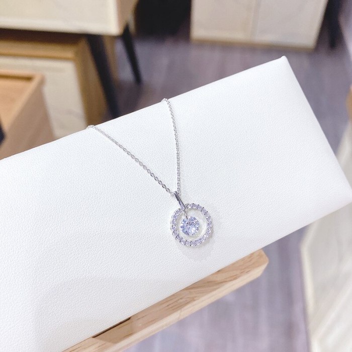 Micro Diamond Necklace Korean Fashion Simple Pendant Girls' Colorful Zircon Necklace Clavicle Chain Wholesale