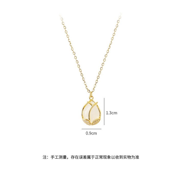 New Rose Chalcedony Necklace Women's 14K Gold Clavicle Chain Korean Fashion Jewelry Necklace Jewelry Wholesale