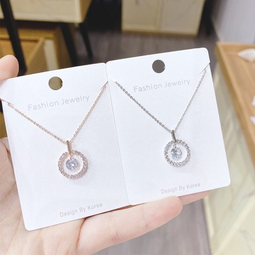 Micro Diamond Necklace Korean Fashion Simple Pendant Girls' Colorful Zircon Necklace Clavicle Chain Wholesale