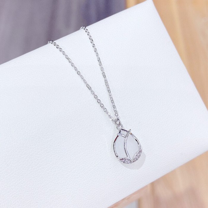 New Rose Chalcedony Necklace Women's 14K Gold Clavicle Chain Korean Fashion Jewelry Necklace Jewelry Wholesale