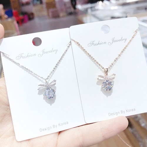 Japanese and Korean Simple All-Match Elegant Necklace New Pendant Student Micro Diamond Jewelry Pendant for Women