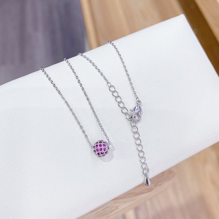 Mori Girl's Simple All-Match Necklace Clavicle Chain Pendant Korean New Diamond Ball Necklace