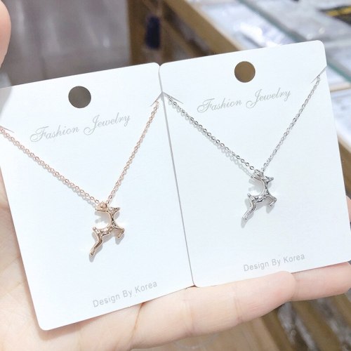 Rose Gold Plated Japanese and Korean Fashion All-Match Simple Sika Deer Pendant Clavicle Chain Student Necklace Necklace