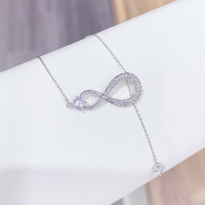 New Diamond Bow Necklace Female Tassel Zircon Clavicle Chain Environmental Protection Electroplated Real Gold Necklace Ornament