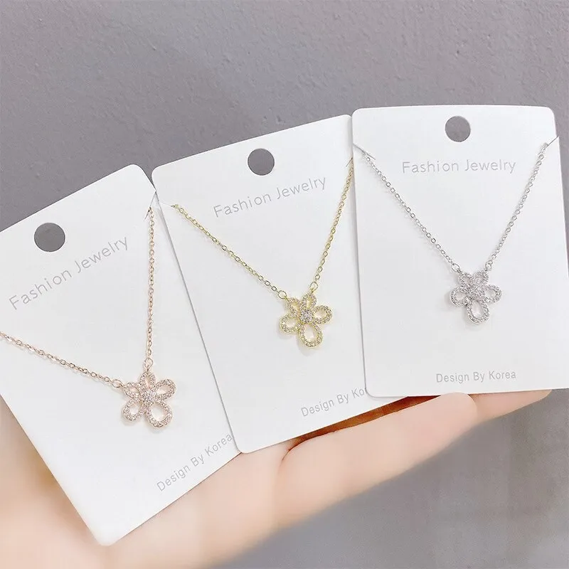 New Little Flower Diamond Necklace Clavicle Chain Female Fashion Ins Petal Pendant Ornament