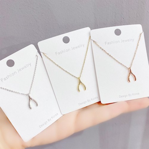 New Electroplated Real Gold Geometric Necklace for Women Ins Style Simple Clavicle Chain Pendant Jewelry