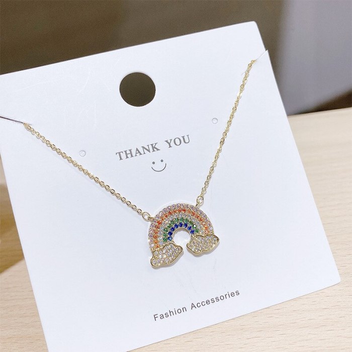 Fashion Trendy Rainbow Necklace Women's Korean-Style Elegant All-Match Personalized Clavicle Chain Pendant Wholesale