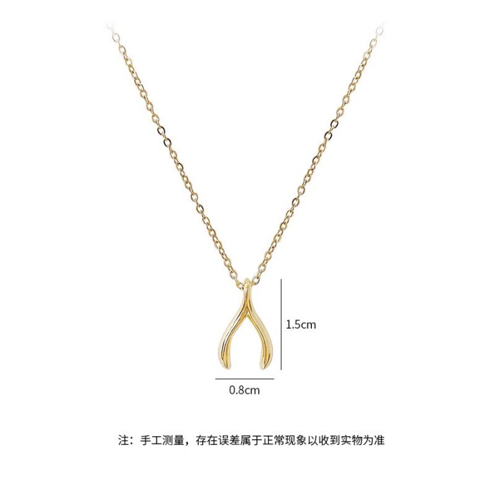 New Electroplated Real Gold Geometric Necklace for Women Ins Style Simple Clavicle Chain Pendant Jewelry