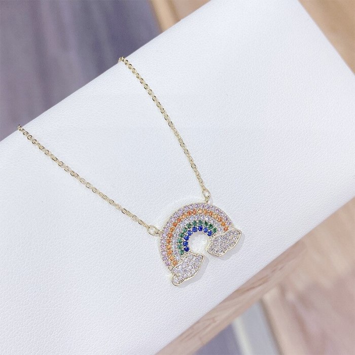 Fashion Trendy Rainbow Necklace Women's Korean-Style Elegant All-Match Personalized Clavicle Chain Pendant Wholesale