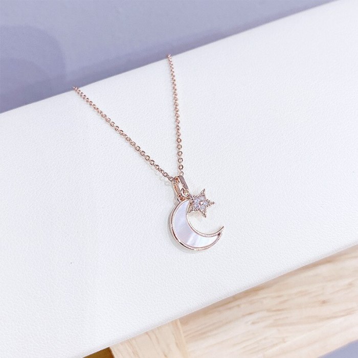 XINGX Moon Necklace Japanese and Korean New All-Match Simple Girl Star Moon Clavicle Chain Necklace Wholesale