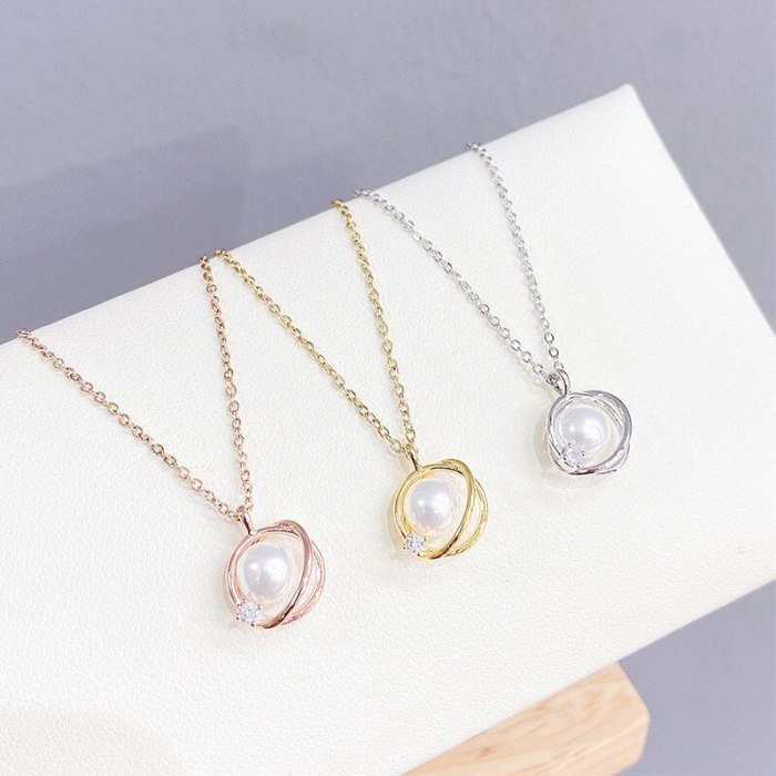 New Pearl Necklace for Women Ins Elegant Petal Clavicle Chain Pendant Trendy Necklace for Girlfriend
