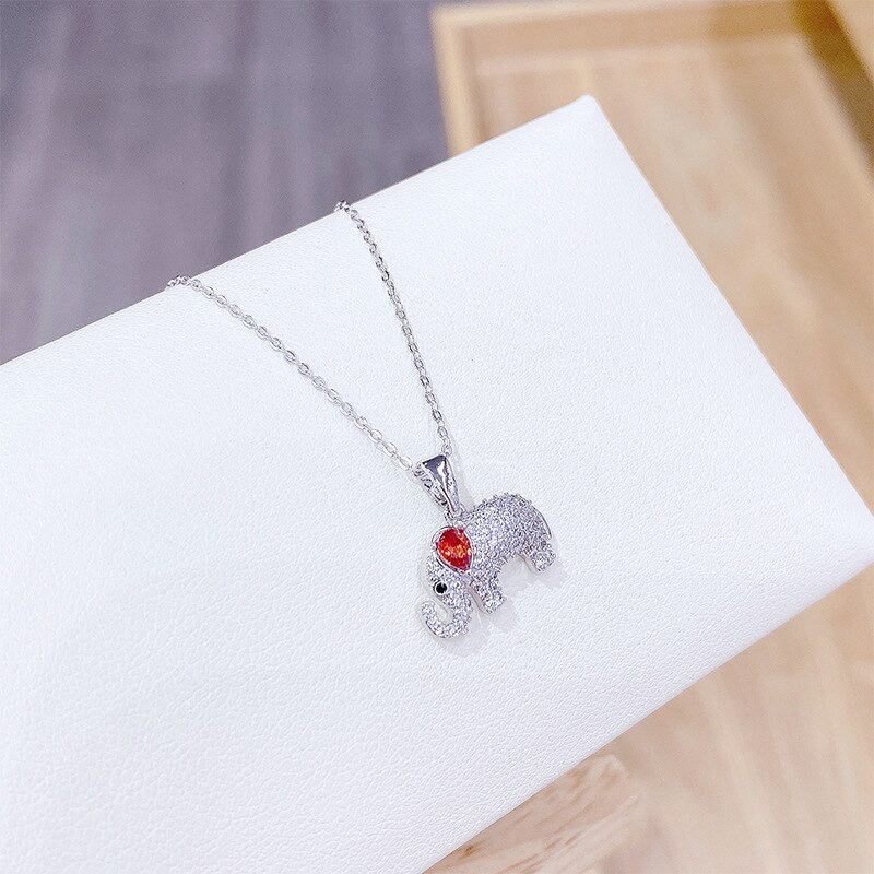 Micro Diamond Elephant Necklace Korean Style Popular New Simple All-Match Necklace Zircon Student Girl Clavicle Chain Wholesale