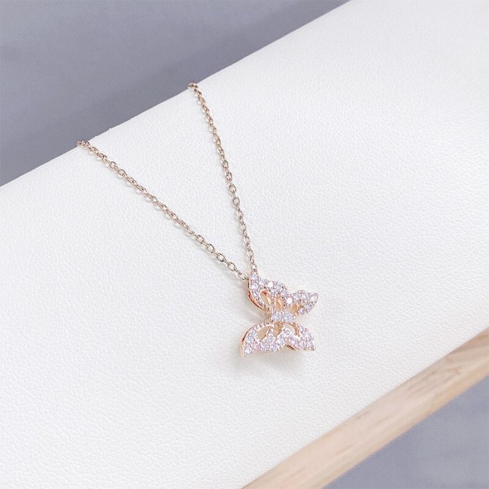 Butterfly Necklace Fashion Korean Style Full Diamond Pendant Fairy Sweet Clavicle Chain Pendant Ornament