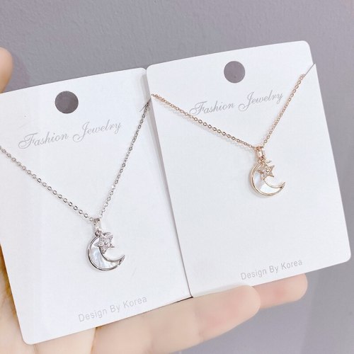 XINGX Moon Necklace Japanese and Korean New All-Match Simple Girl Star Moon Clavicle Chain Necklace Wholesale
