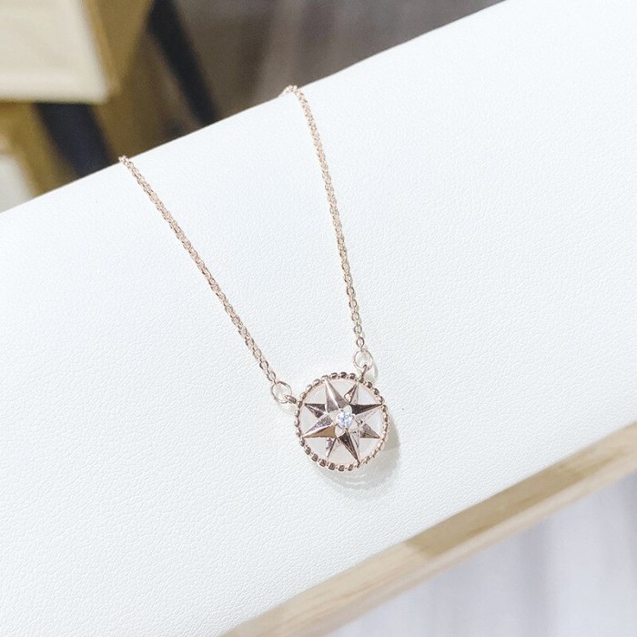 Fashion Lucky Eight Awn Star Compass Pendant Women's Japanese and Korean New Simple Temperament Necklace