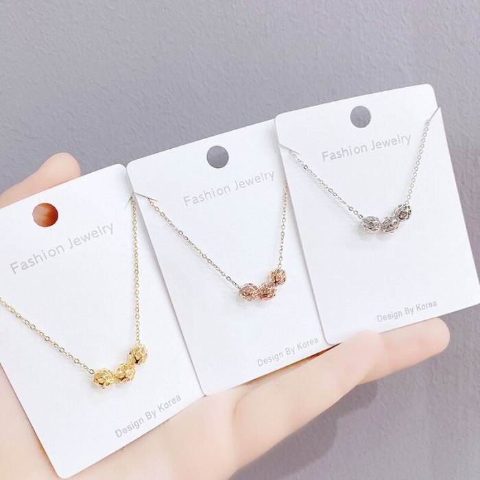 Hollow Necklace Women's Electroplated Real Gold Pendant Simple Student Short Ins Clavicle Chain Jewelry 152